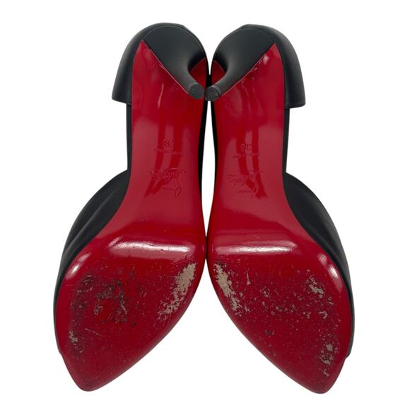 Christian Louboutin Open Apostropha 80 d'Orsay Leather Pump Black Size 38 - Picture 10 of 13